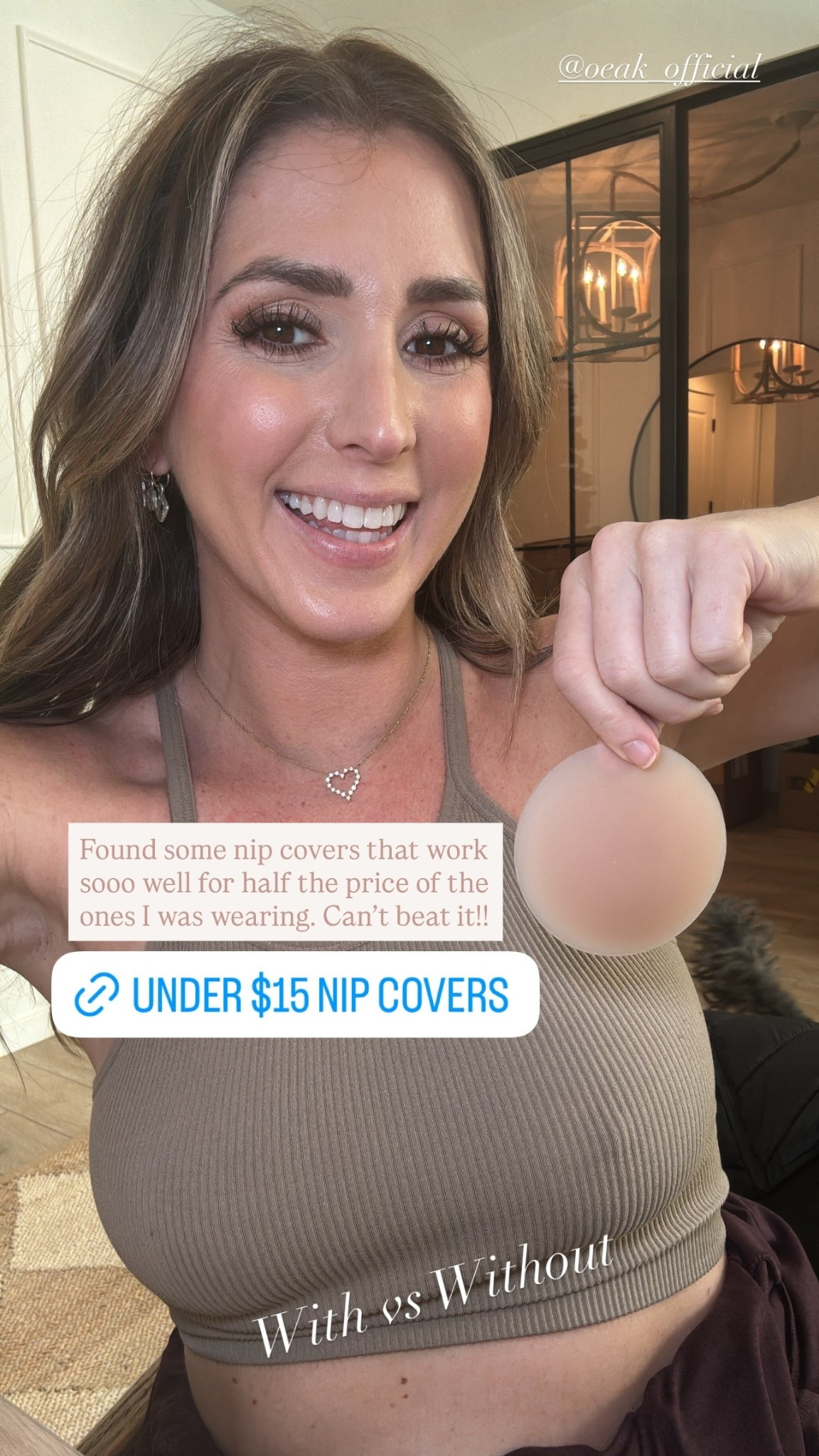 @oeak_official  Found some nip covers that work sooo well for half the price of the ones I was wearing. Can’t beat it!! With vs Without Hmm