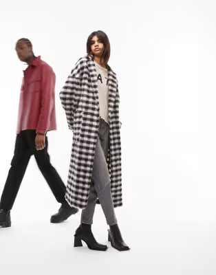 Topshop longline coat in mono check | ASOS (Global)
