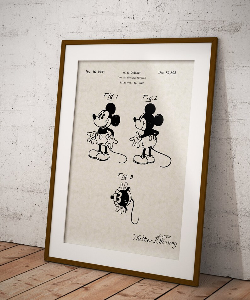 Walt Disney  1930 Free Shipping Canada Patent Print | Etsy | Etsy (CAD)