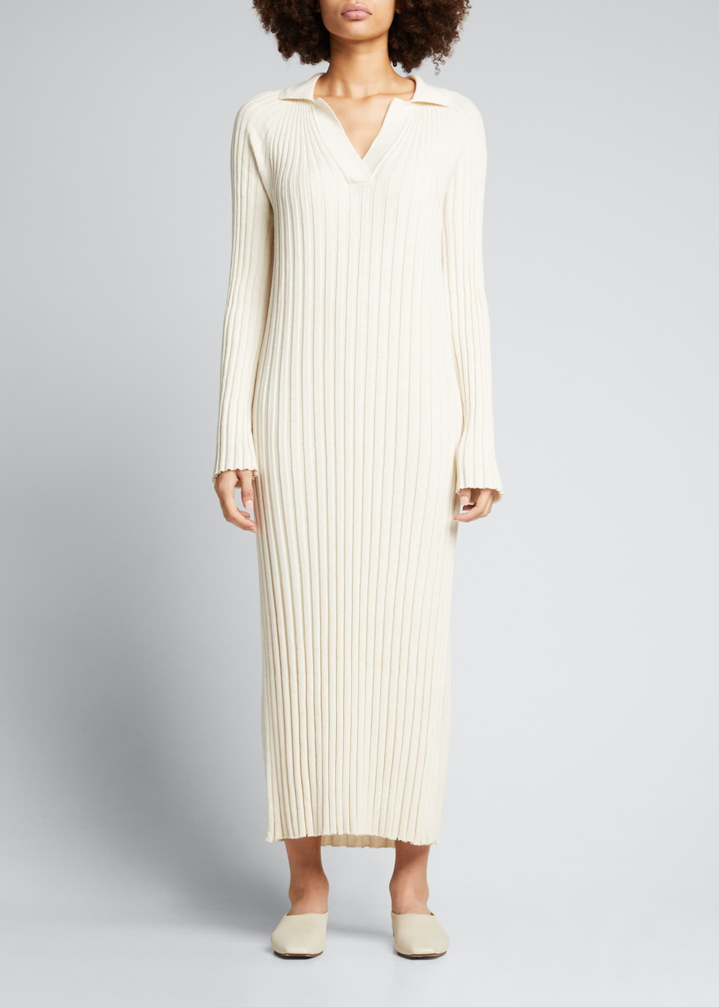 Loulou Studio Ribbed Polo-Neck Midi Dress | Bergdorf Goodman