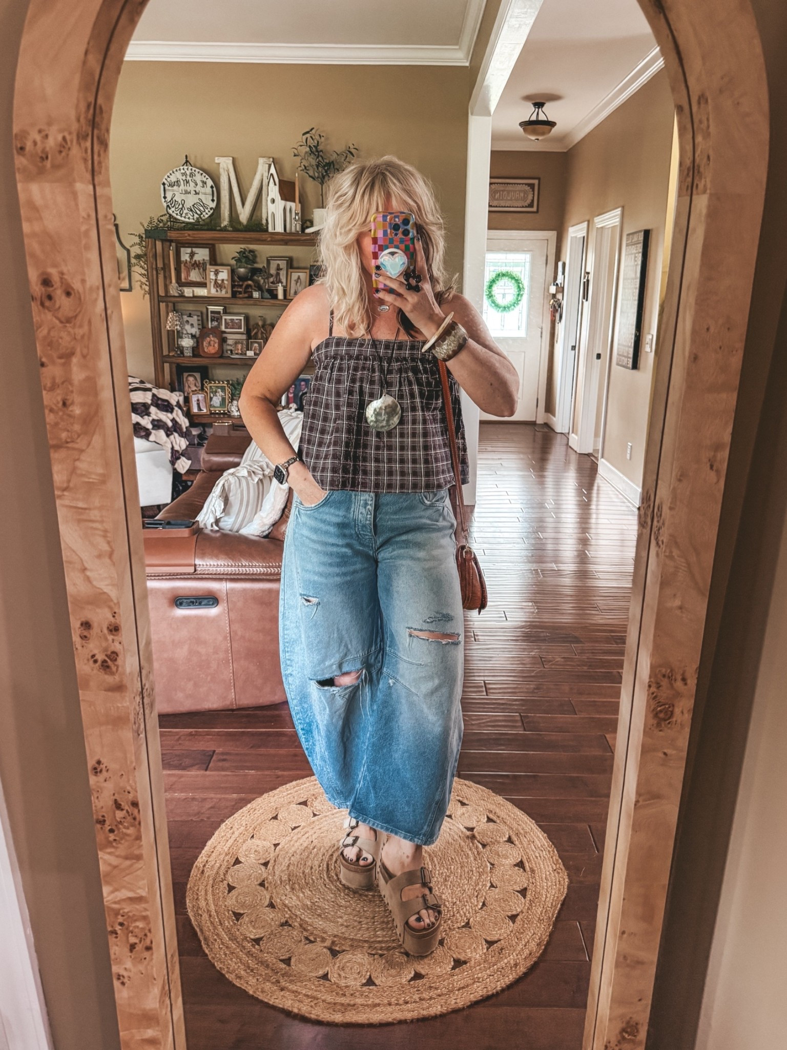 Friday night fit 🤎
Tank M
Jeans I sized down one 
Sandals true to size

#LTKootd #LTKgrwm #LTKOver40