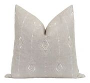 Amelia Beige Embroidered Stripe Pillow | Land of Pillows
