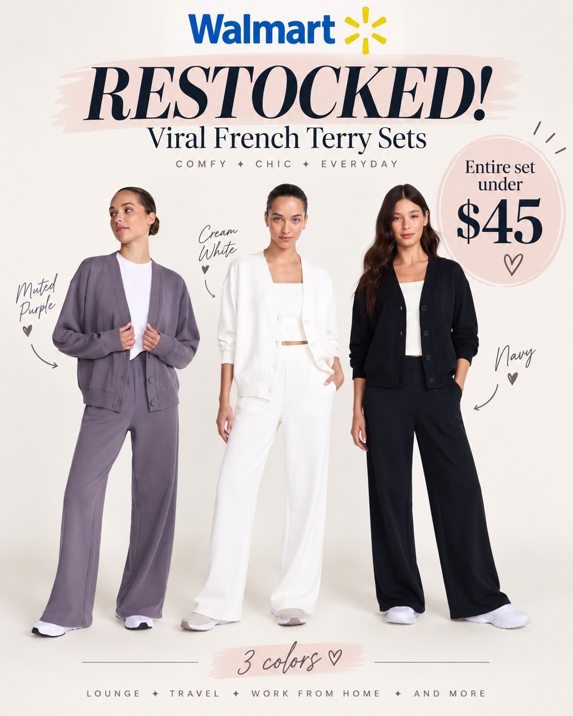 RESTOCKED!! The viral Walmart French terry sets are back 🙌 Such an easy elevated comfy set for fall and the entire look is under $45. Comes in multiple colors and is perfect for errands travel or everyday wear! 🤎

#WalmartFashion #WalmartFinds #FallOutfits #AffordableFashion #ComfyStyle

#LTKSeasonal #LTKTravel #LTKootd