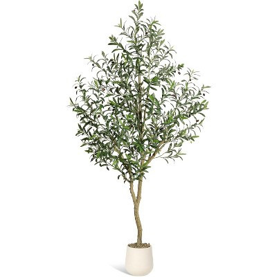 7 FT Olive Trees Artificial Indoor, Realistic Potted Silk Artificial Olive Tree, with Natural Wood Trunk and Lifelike Fruits, for Home, 1 Pack | Target