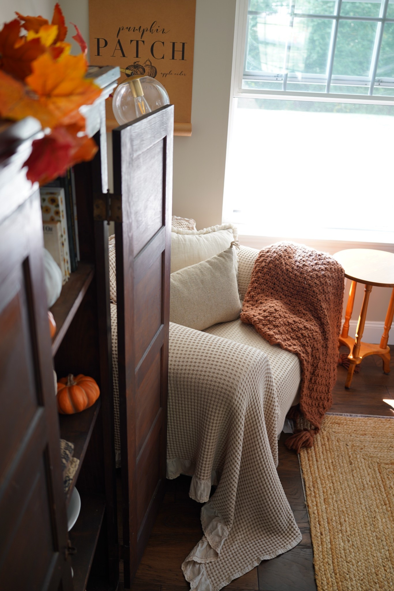 Waffle blanket as a chair cover! Cozy home. Collected home. 

#LTKStyleTip #LTKSeasonal #LTKHome