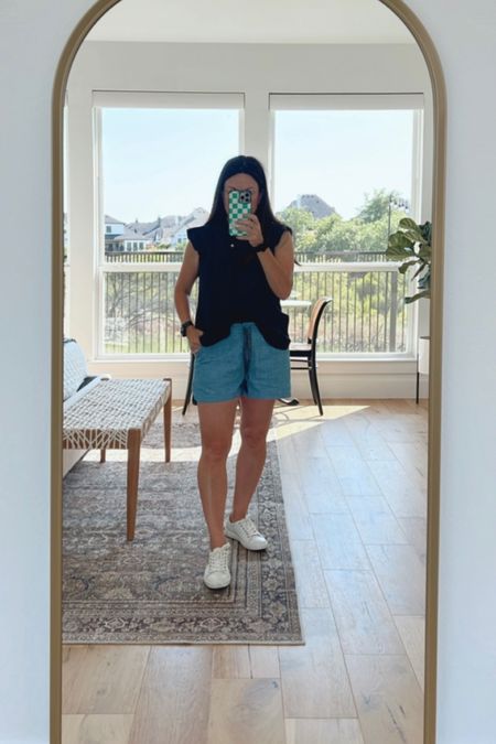 Henley sleeveless top, linen shorts, chambray linen shorts, shite sneakers, women’s top, summer outfit, travel outfit, casual outfit, jcrew, loft, comfortable sneakers, Disney sneakers, modern planter, cane chair, end of bed bench



#LTKshoecrush #LTKunder50 #LTKFind