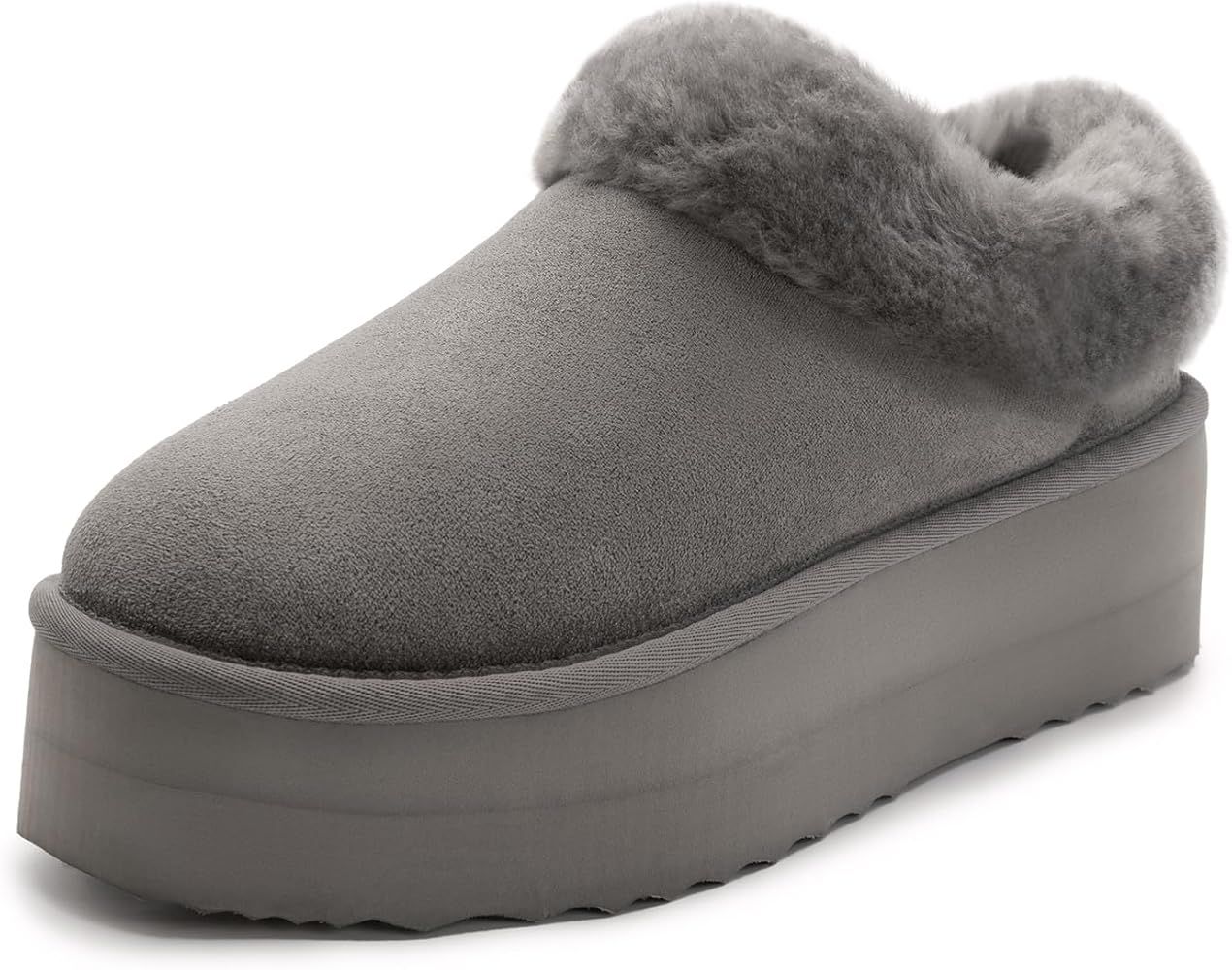 Athlefit Women's Fuzzy Platform Slippers Warm Cozy Indoor Outdoor Fur Lined Clog Slippers | Amazon (US)