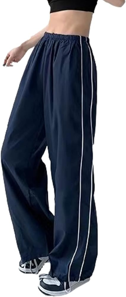 Womens Parachute Pants Wide Leg Baggy Pants Y2K Elastic Waist Jogger Sweatpants Track Pants Stree... | Amazon (US)