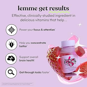 Lemme Focus Concentration & Brain Health Gummies with Cognizin Citicoline, Lion's Mane Mushroom, ... | Amazon (US)