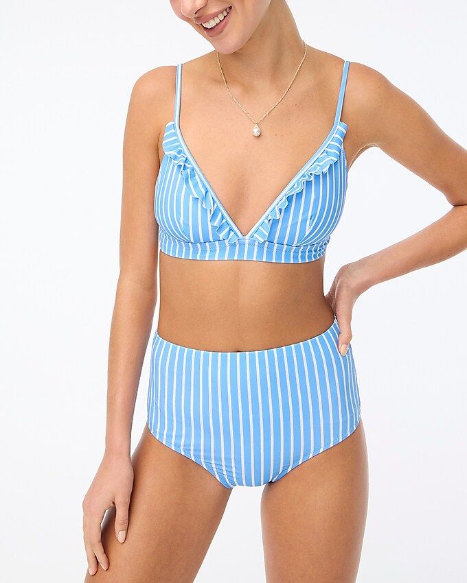 Striped ruffle bikini top | J.Crew Factory