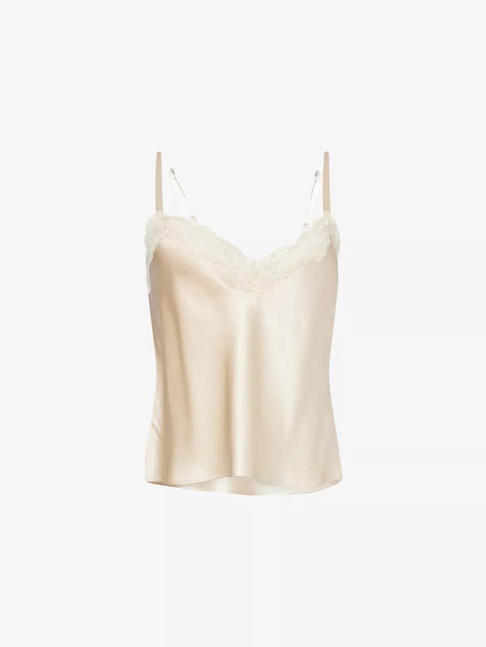 Teddy Lace-Trim Silk Top | Selfridges