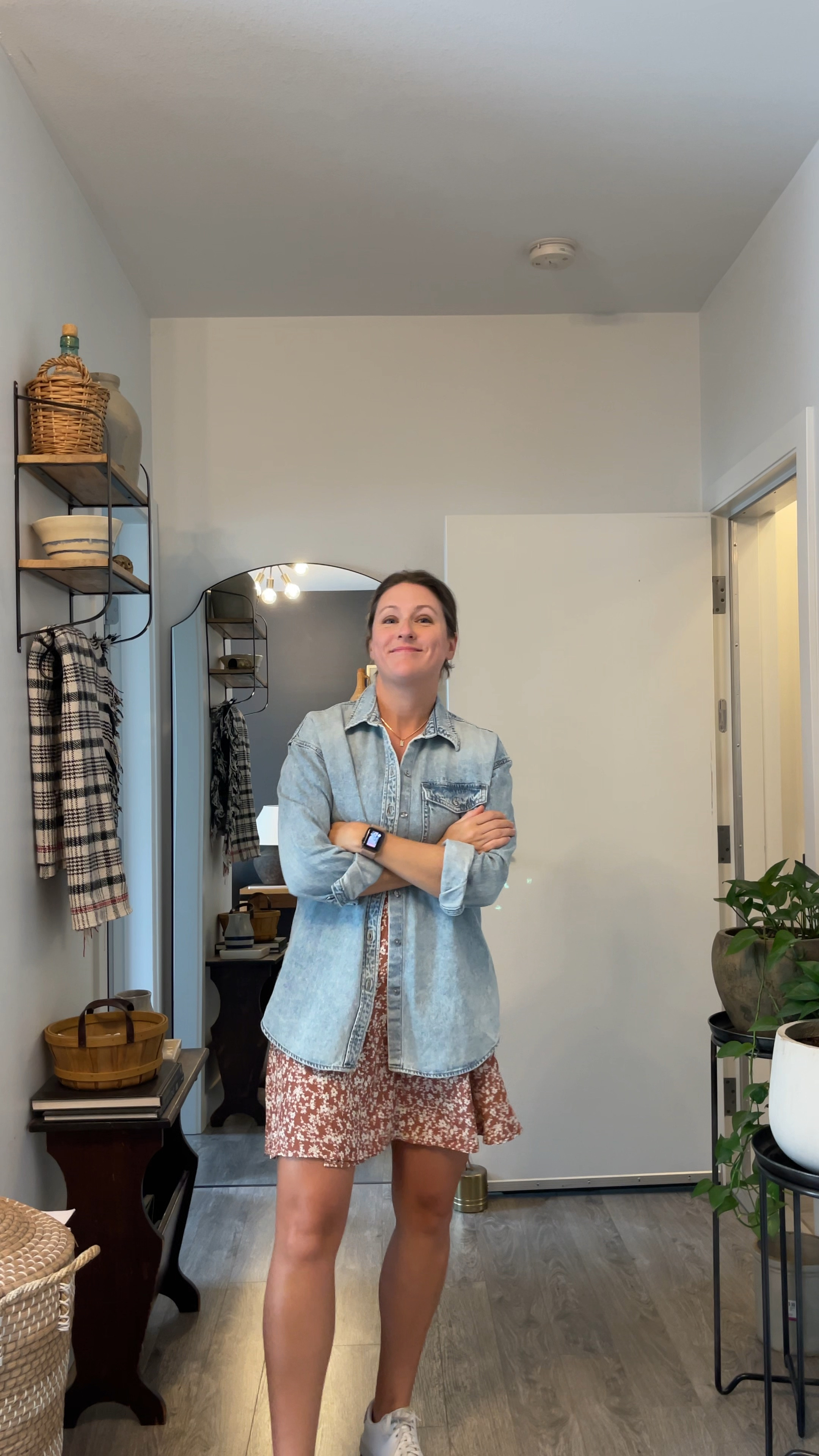 My favorite denim button up shirt is back in stock! I wear this thing ALL the time - especially for travelling. It makes the perfect travel outfit because it’s a medium weight denim and keeps you warm without making you HOT. It goes with everything (I’m wearing it with a dress here, but I also wear it with shorts, jeans, and pants) and is the perfect Target fashion find for fall 2024. #target #targetstyle

#LTKFindsUnder50 #LTKStyleTip #LTKMidsize