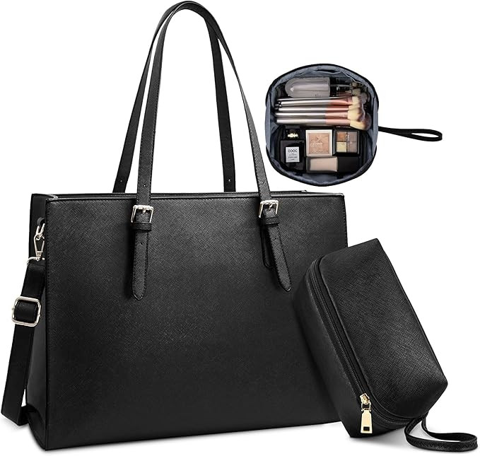 Laptop Bag for Women Waterproof Lightweight Leather 15.6 Inch Computer Tote Bag Business Office B... | Amazon (US)