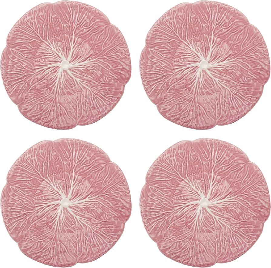 Creative Co-Op Round Stoneware Cabbage Shaped Plate, Pink, Set of 4 | Amazon (US)