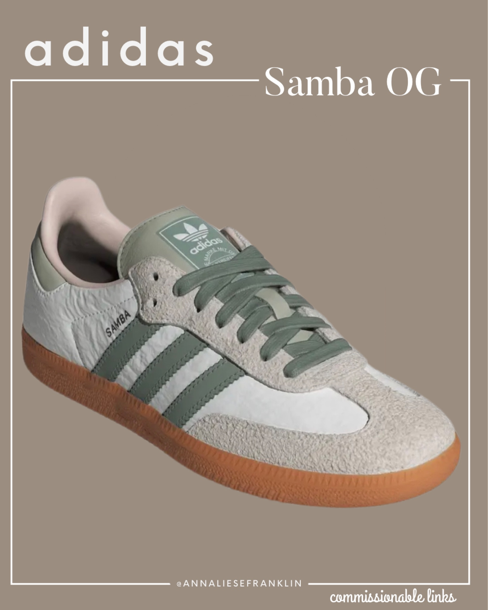 Adidas Samba OG Sneaker women’s sneakers 

White/ Silver Green/ Putty

#LTKfamily #LTKshoecrush
