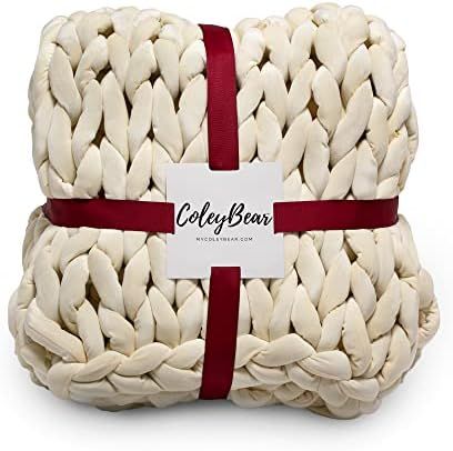 ColeyBear Chunky Knit Blanket, Super Soft and Warm Non-Shedding Knitted Blanket, Luxe Stockinette... | Amazon (US)
