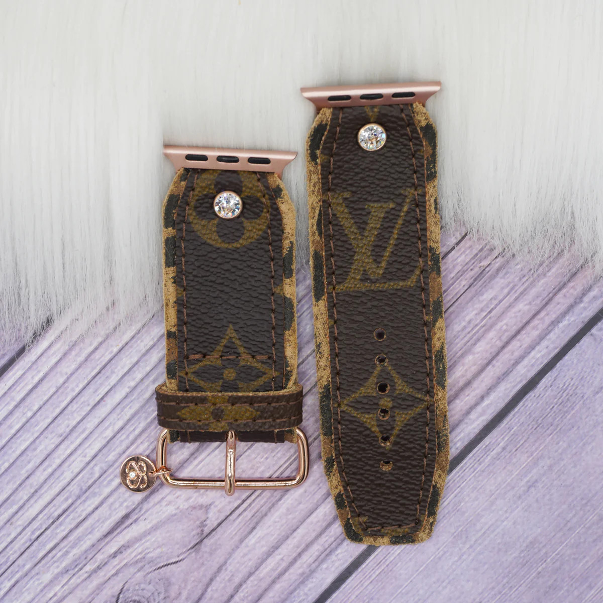Ready to Ship - Upcycled LV Monogram with Leopard Watchband (All Sizes & Watch Types) | Sparkl