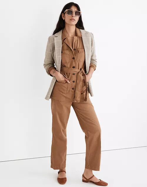 Long-Sleeve Tie-Waist Fatigue Jumpsuit | Madewell