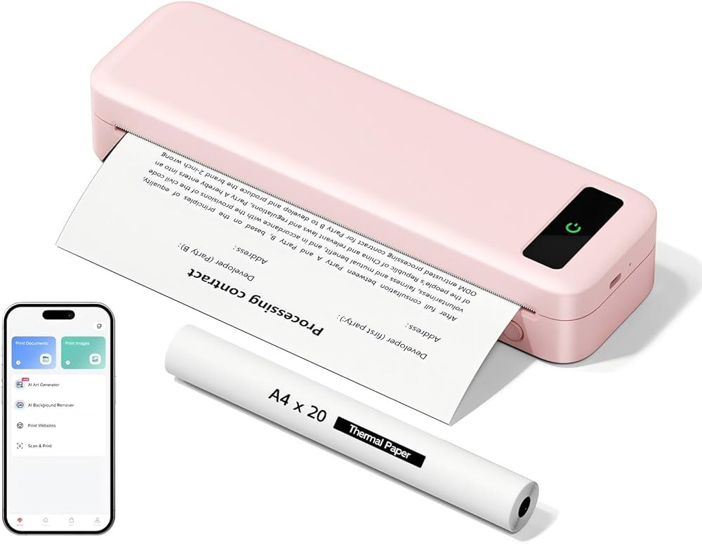 Portable Thermal Printer A4 Inkless Wireless Bluetooth Compatible with iOS, Android, Small Mobile... | Amazon (UK)