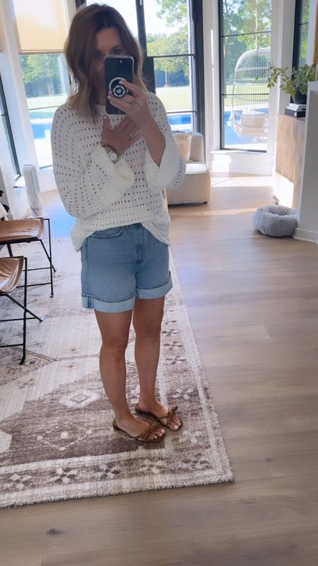 Amazon sweater wearing a medium 
Size 27 in Agolde shorts 