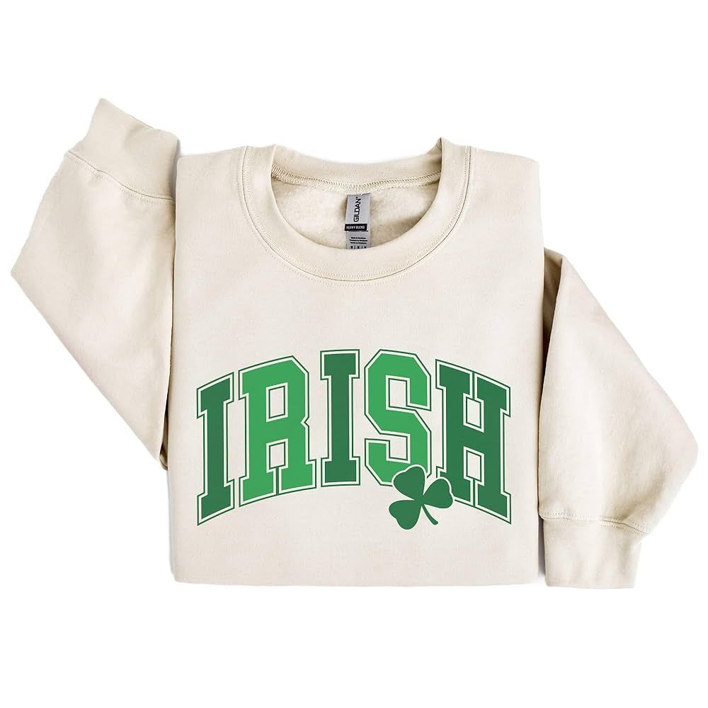 Green Irish Clover Sweatshirt, St Patricks Day Sweater, Shamrock Gift For Him or Her, Unisex Crew... | Amazon (US)