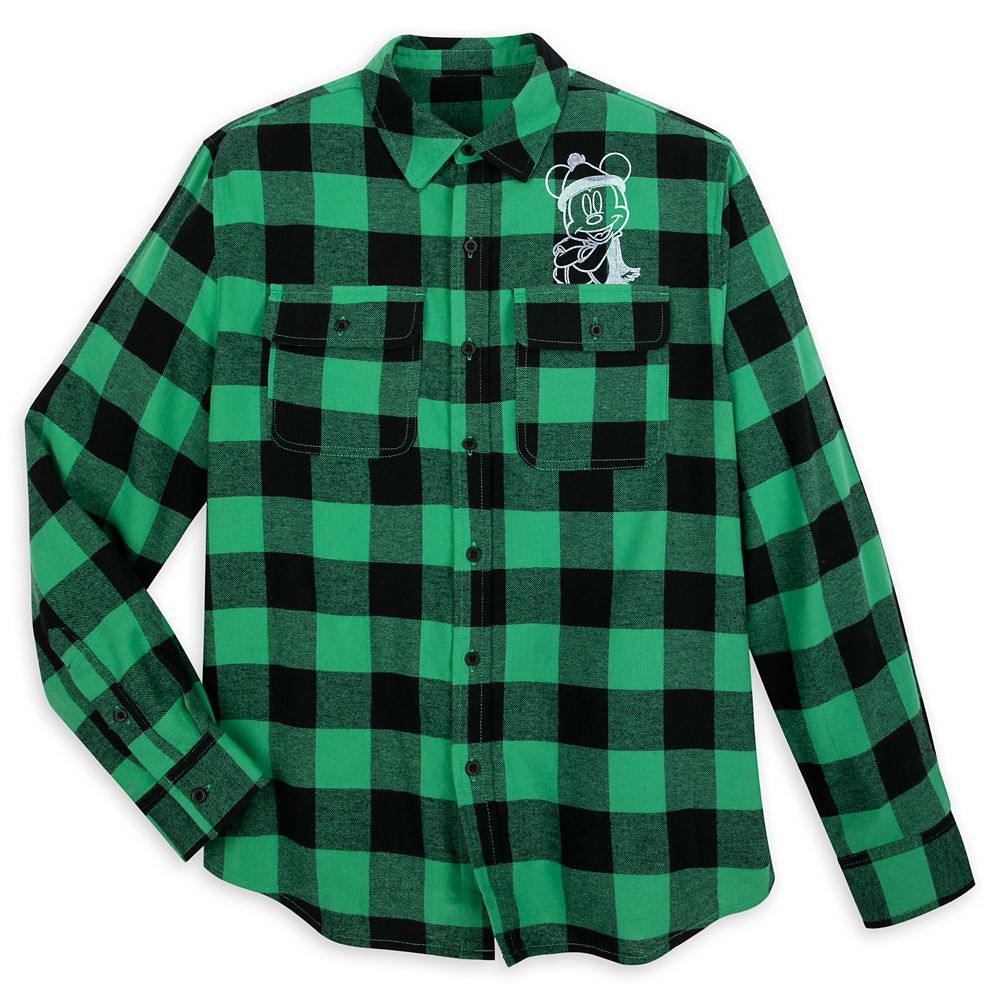 Mickey Mouse Plaid Flannel Shirt for Adults | Disney Store