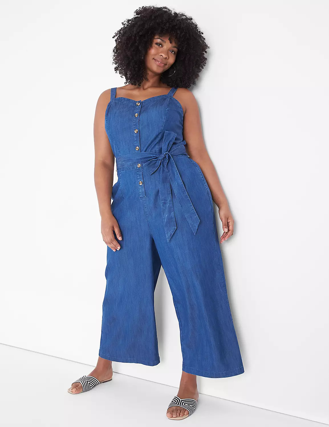 Sweetheart-Neck Chambray Crop Jumpsuit | LaneBryant | Lane Bryant (US)