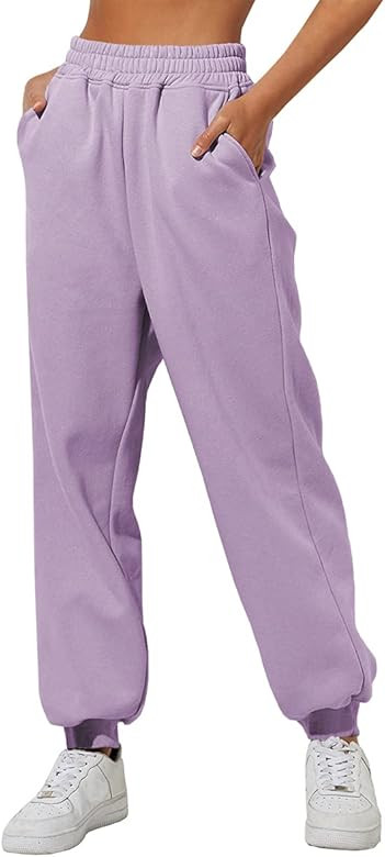 Yovela Womens High Waisted Baggy Sweatpants Comfy Cotton High Waist Jogger Pants Y2k Trendy Loung... | Amazon (US)