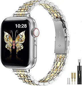 MioHHR Slim Metal Band Compatible with Apple Watch Band 42mm(Series 11 10) 41mm(Series 9 8 7) 40m... | Amazon (US)