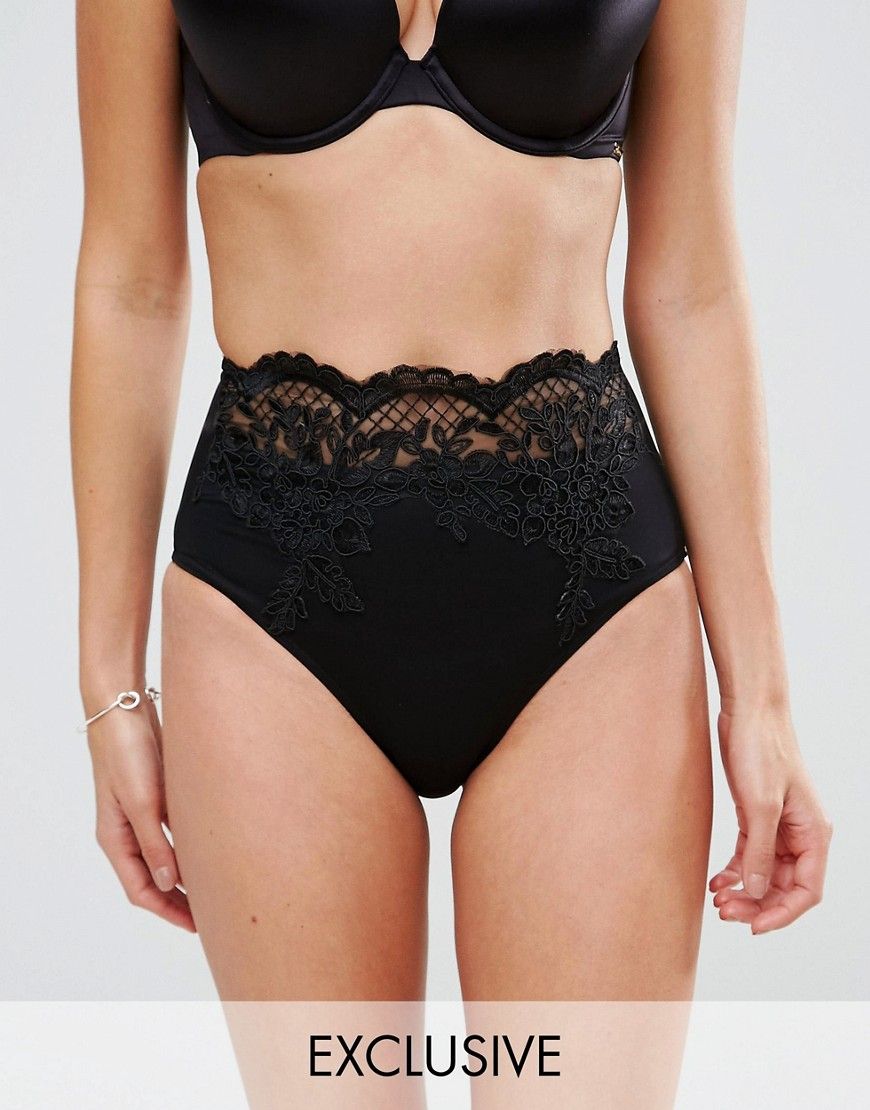 ASOS FULLER BUST Exclusive Premium Lace Applique High Waist Bikini Bottom - Black | ASOS US