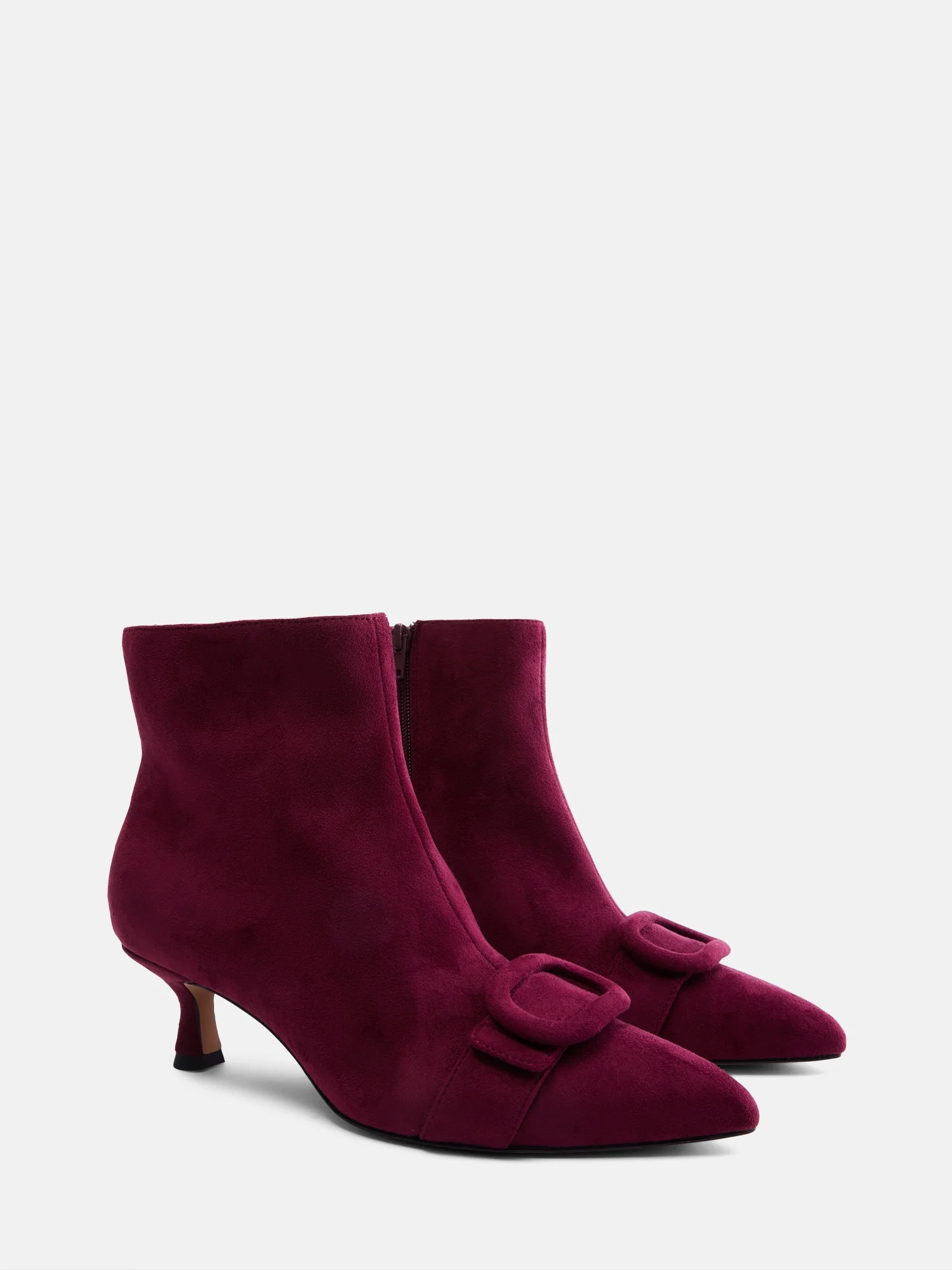 Free Assembly Women s Faux Suede Buckle Booties with Kitten Heel | Walmart (US)