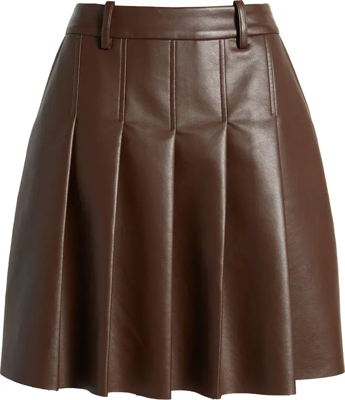 Cheryl Pleated Faux Leather Skirt | Nordstrom