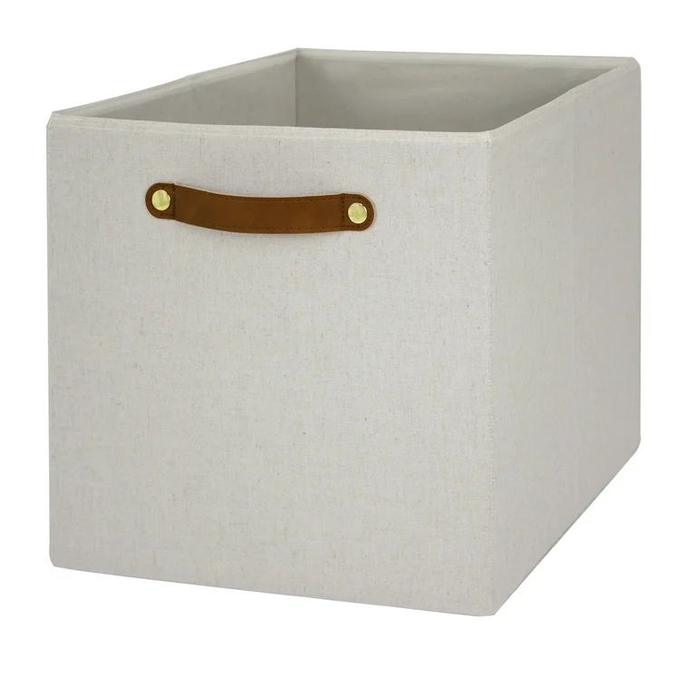 Better Homes & Gardens 12.75" Linen Cube Storage Bin, Vanilla | Walmart (US)