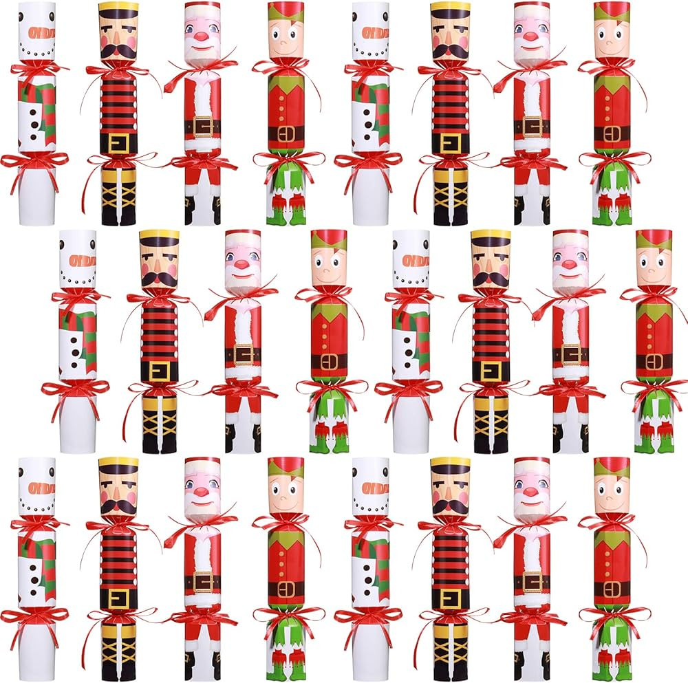 24 Pcs Christmas Crackers Christmas No Snap Party Table Favors with Prizes Holiday Table Favors X... | Amazon (US)