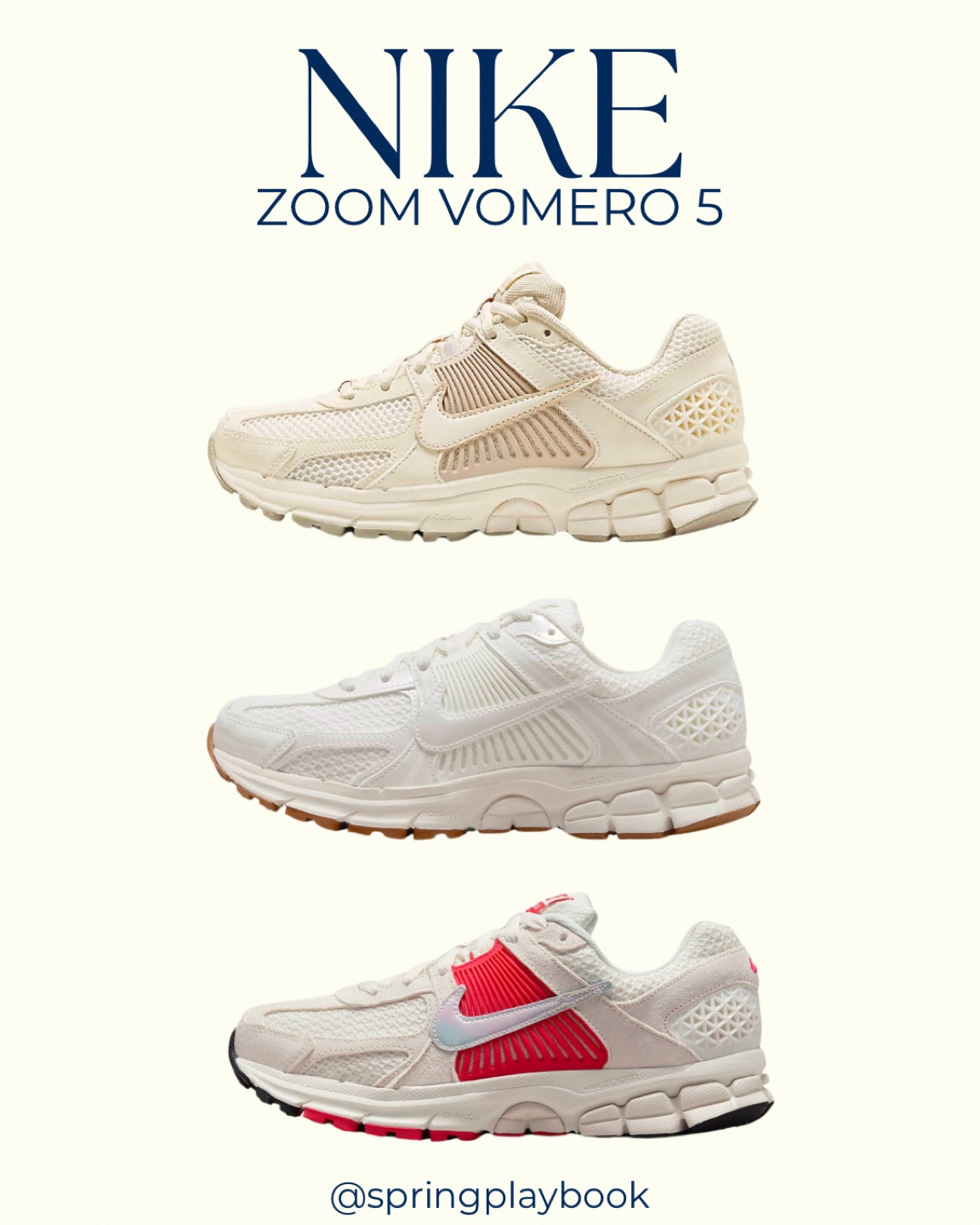 Nike Zoom Vomero 5 for Springs! The best Dad Sneaker of 2024. 

I have the cream & hot coral color & they run true to size. 

#createdcolorful #createdcolorfulspring #hocspring #tcispring #pcaspring #lightspring #warmspring #truespring #brightspring #clearspring #paintboxspring #bluespring

#LTKActive #LTKShoeCrush #LTKBacktoSchool
