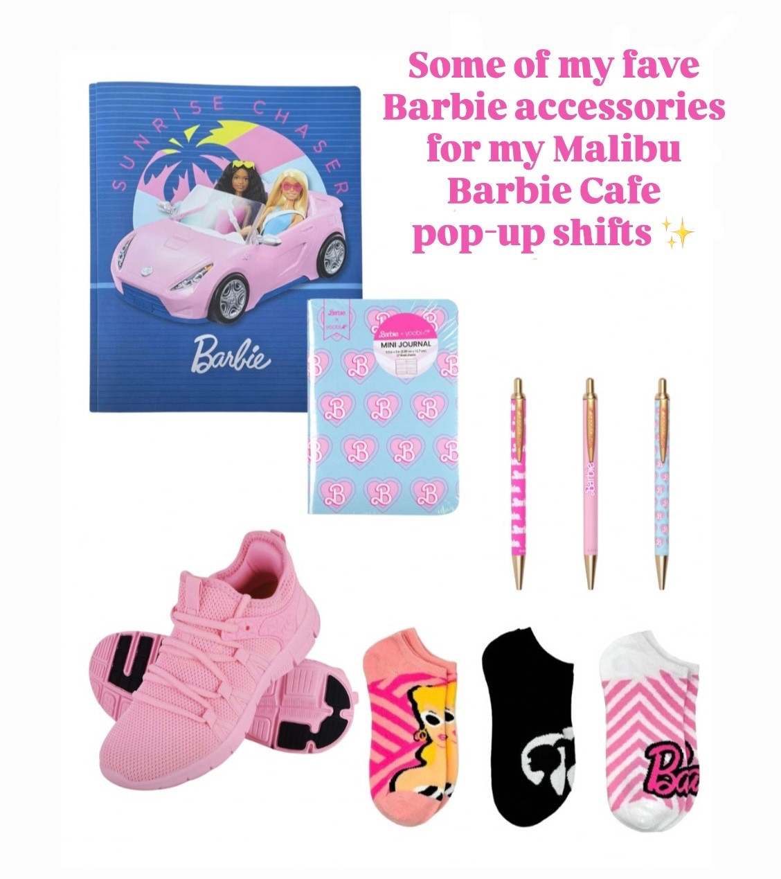 Hi Barbie! 💖🩵✨
… currently adding some Malibu Barbie Cafe (a pop-up currently in San Diego!) shifts to my usual The Sunny La La work days - these are some of my accessories/uniform that fit the bill perfectly! 👱🏻‍♀️💖

#LTKFamily #LTKKids