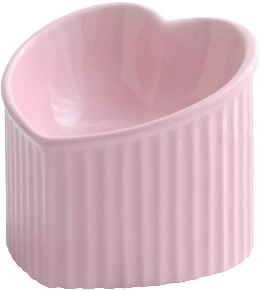 Pink Ceramic Raised Cat Bowls, Tilted Elevated Food or Water Bowls, Stress Free, Backflow Prevent... | Amazon (US)