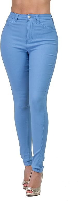 High Waisted-Rise Colored Jeans Ripped Destroyed Distressed Stretchy | Amazon (US)