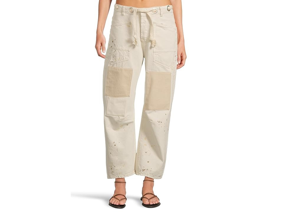 Free People Moxie Low Slung Pull-On Barrel Women's Clothing White : 32, Cotton/Denim | Zappos
