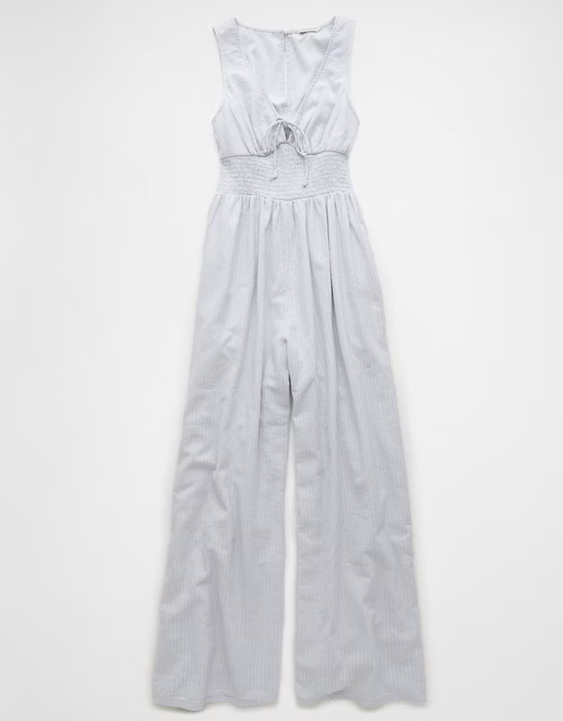 AE Smocked Bodice V-Neck Jumpsuit | American Eagle Outfitters (US & CA)