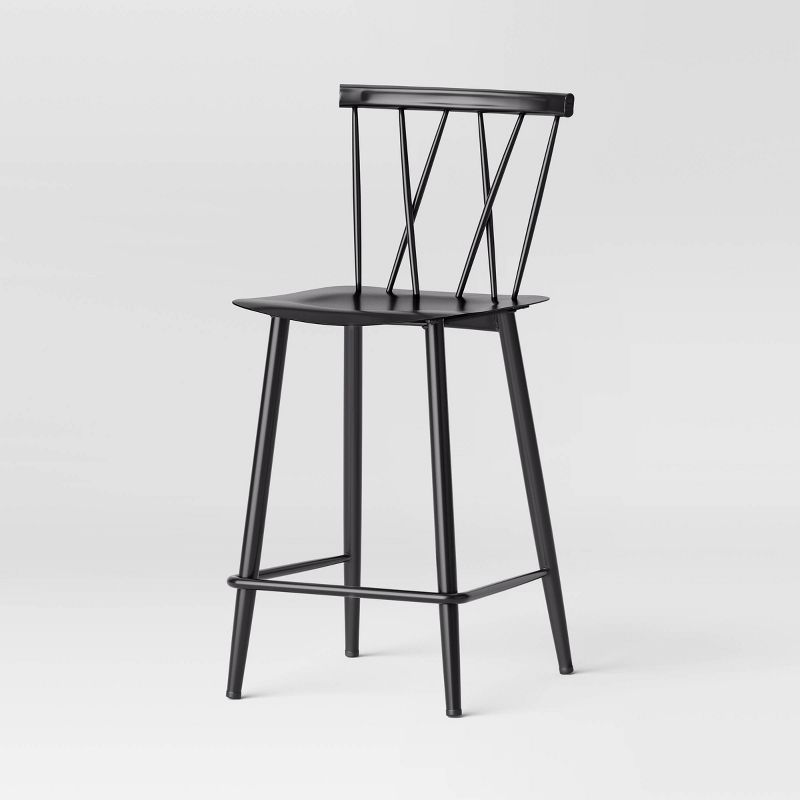 Becket Metal X Back Counter Height Barstool Fully Assembled Black - Threshold™ | Target