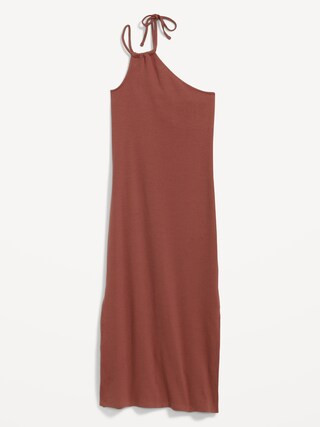 Fitted One-Shoulder Double-Strap Rib-Knit Midi Dress for Women | Old Navy (US)
