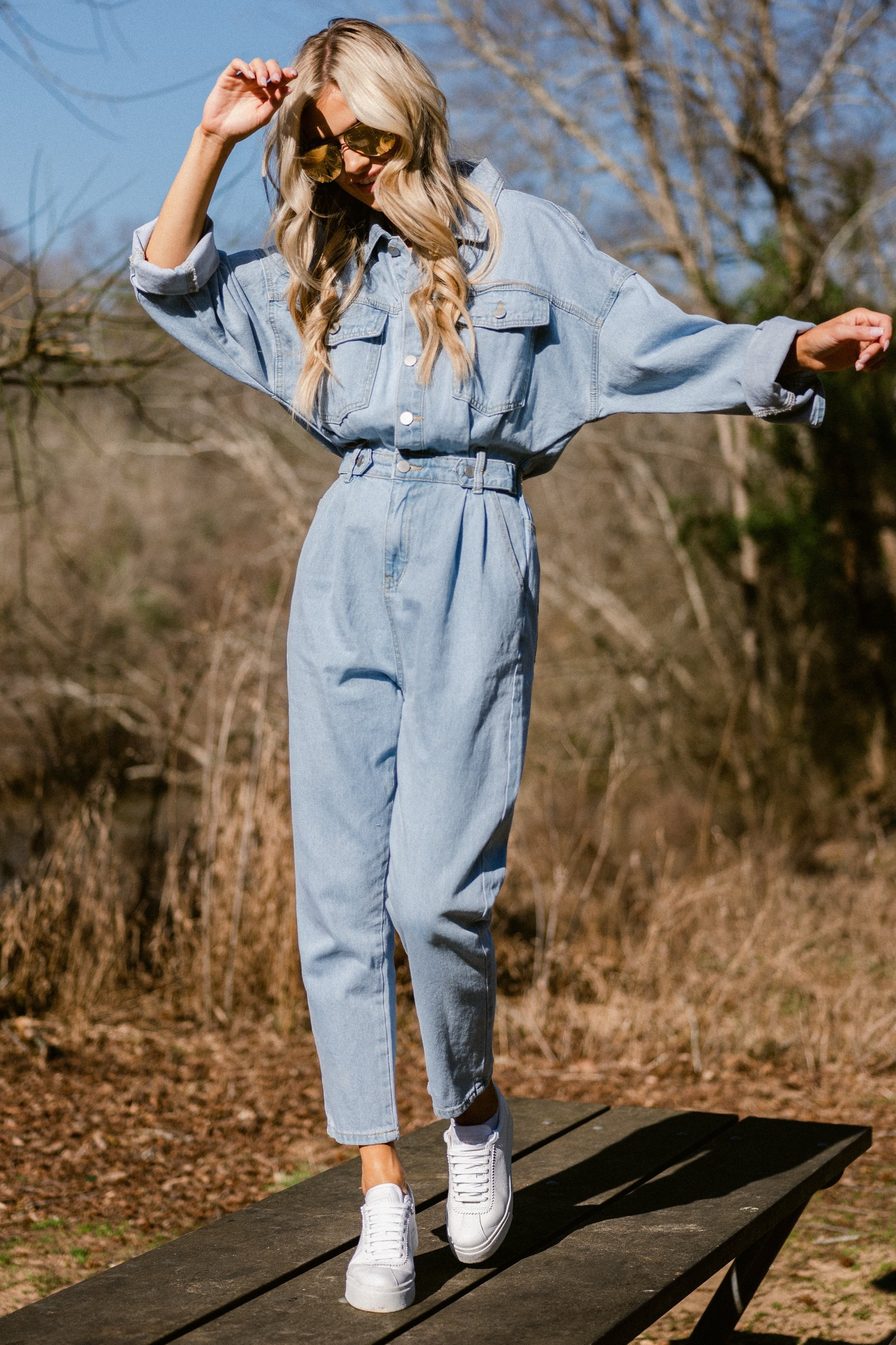 Focused On Myself Denim Jumpsuit | Red Dress 