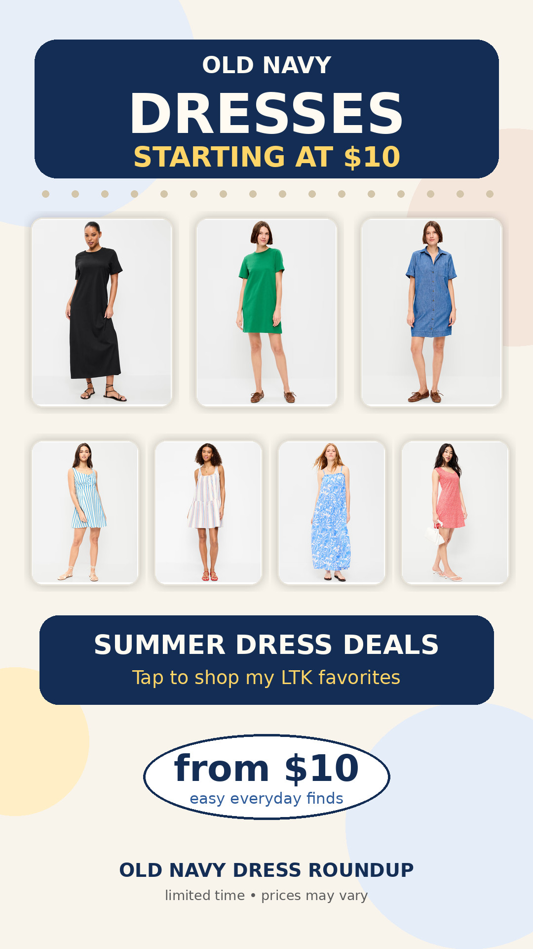 Old Navy Dresses Starting at $10 

 #LTKdayinmylife #LTKootd #LTKSaleAlert