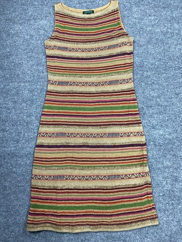 Lauren Ralph Lauren Crochet Dress Women Medium Tan Sleeveless Sheath Beachy Boho  | eBay | eBay US