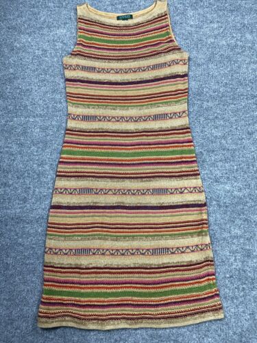 Lauren Ralph Lauren Crochet Dress Women Medium Tan Sleeveless Sheath Beachy Boho  | eBay | eBay US