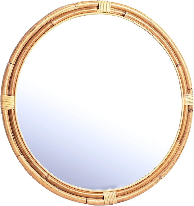 SORBARIA Natural Rattan Frame Round Mirror (Large-30 Dia) | Amazon (US)