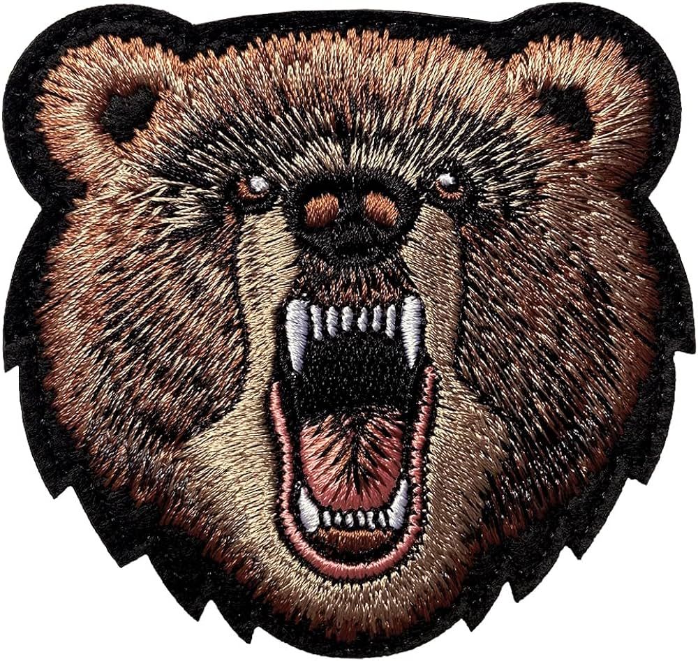 Bear Patch Embroidered Armbands Badges Patch Hook & Loop Patches 3" x 3.15" Sized | Amazon (US)