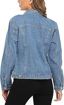 MISS MOLY Women's Denim Jacket Button Up Long Sleeve Basic Trendy Jean Jacket Coat with Pockets | Amazon (US)