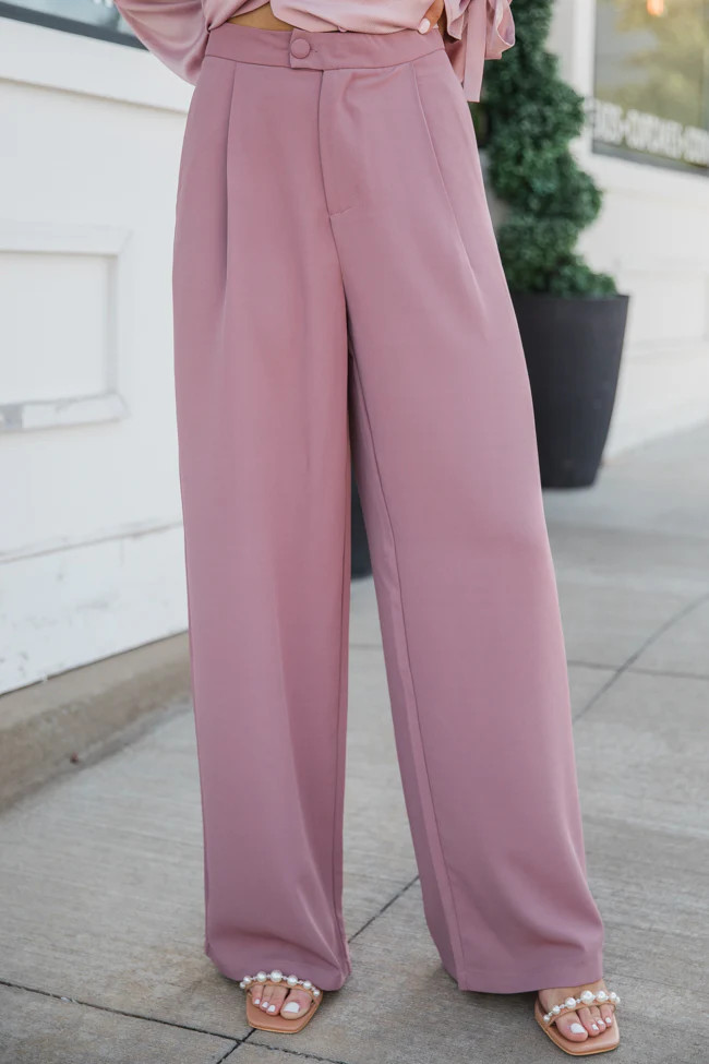 It's Your Day Mauve Wide Leg Trousers | Pink Lily